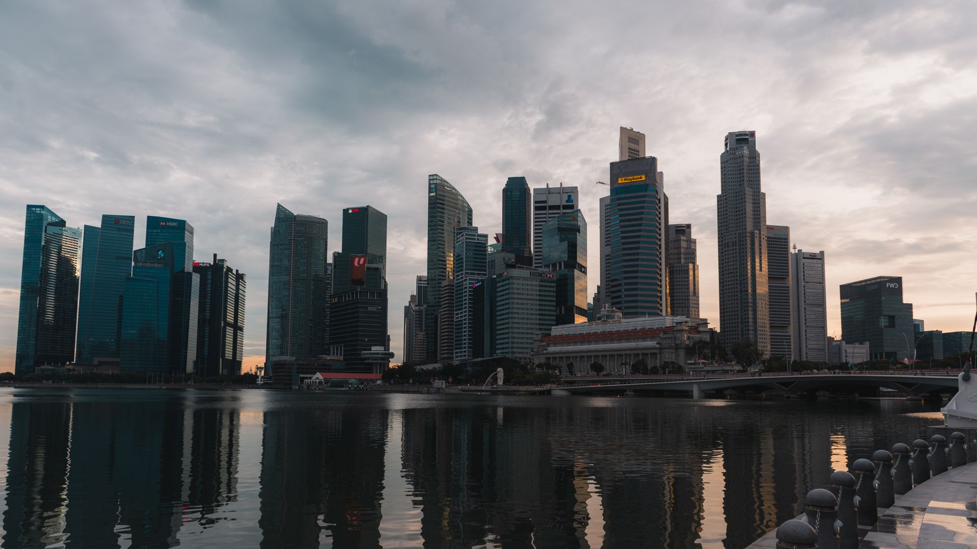 Singapore skyline at dusk